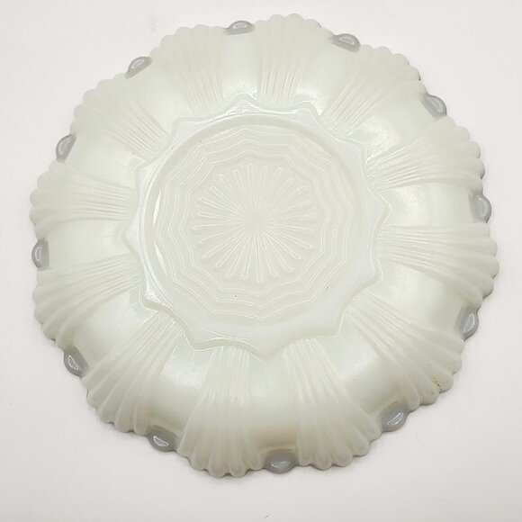 Anchor Hocking Milk Glass Divided Relish Tray And Deviled Egg Plate Gold Trim - Picture 3 of 10